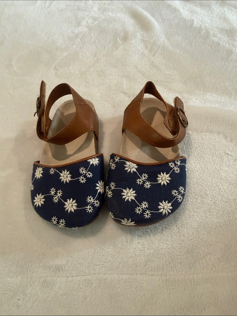 Navy Floral Baby/Toddler Sandals with Brown Straps